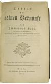 KANT, IMMANUEL.  Critik der reinen Vernunft.  1787